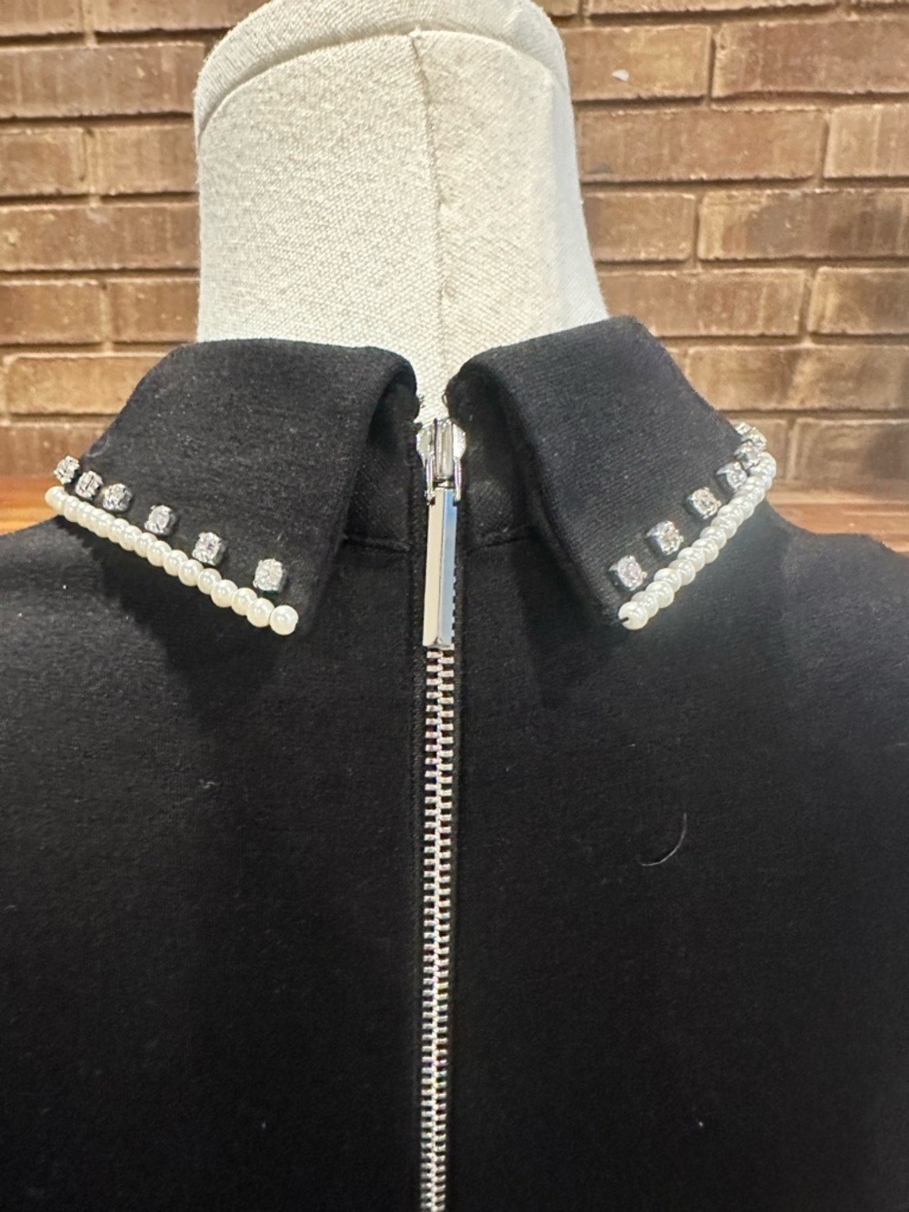 Kate Spade Pearl Rhinestone Embellished Collar Ponte Dress XS Chic - Picture 10 of 11
